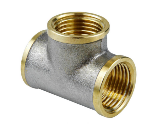 Тройник латунный Aquasfera 9007 ДУ-40 (1 1/2″) Ру-16 ВР/ВР никель ГОСТ 32585-2013