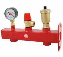 Группа безопасности расширительного бака Benarmo Dn-20 1/2″-1/2″-1/4″-3/4″, латунь, внутренняя резьба, давление настройки 3 бар