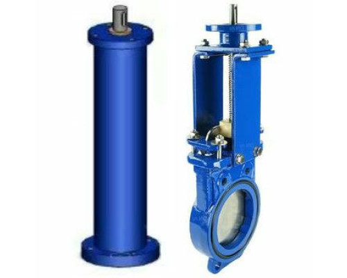 Задвижка шиберная GGG40-SS304-NBR-2W-ISO Dn100 PN10 с голым штоком и невыдвижным шпинделем, с колонкой управления F10 (ОСТ тип А, Б) 2000 мм, управление под электропривод