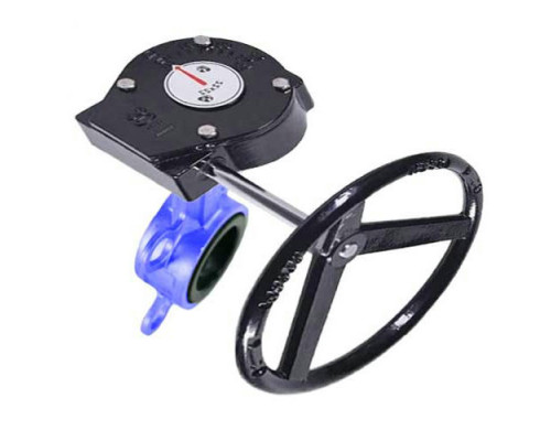 Затвор дисковый поворотный WCB-316L-VITON DN200 PN-16, корпус - 09Г2С WCB, диск - AISI 316L, VITON, межфланцевый, с редуктором RDN-4