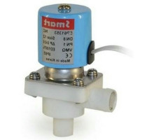 Клапан электромагнитный Smart SP-6135 Dn-8 PN-1 муфтовый со штуцером - 12 мм, нормально закрытый, корпус - полипропилен, уплотнение - Silicon, Kvs-1.98, катушка 24В