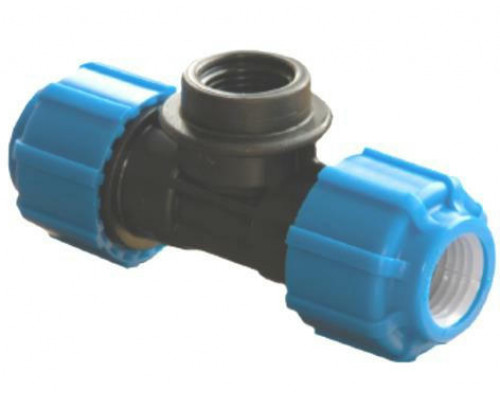 Тройник ПНД Политэк Dn20x1/2x20 ВР Ру-16 с внутренней резьбой