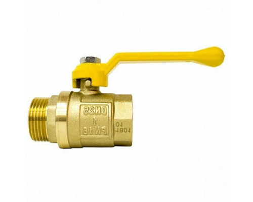 Кран шаровой STI для газа 1/2″ ДУ-15 PN-16 муфтовый (штуцер-муфта) полнопроходной, рычаг, корпус - латунь