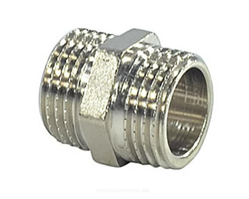 Ниппель VALFEX VF.582.N.200 2″ ДУ-50 Ру-40 латунный никелированный присоединение наружная резьба